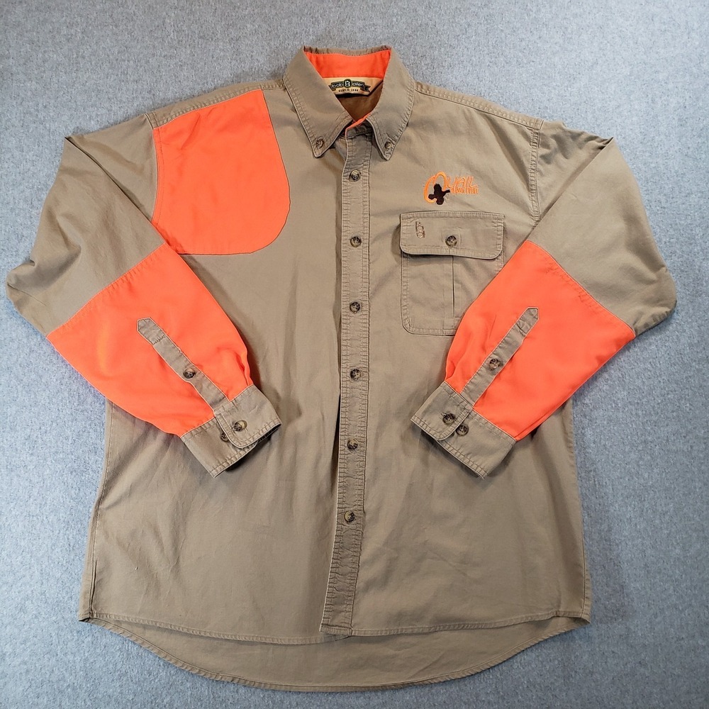 Bob Allen Shooting Shirt Mens Khaki Orange Sz XL Quail Classic Event Button Down